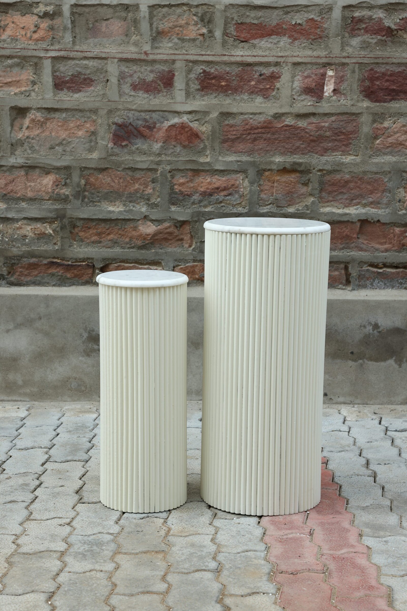 Ivory Fluted Pedestal Set - Image 3