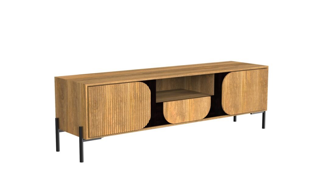 Fluted Media Console Cabinet
