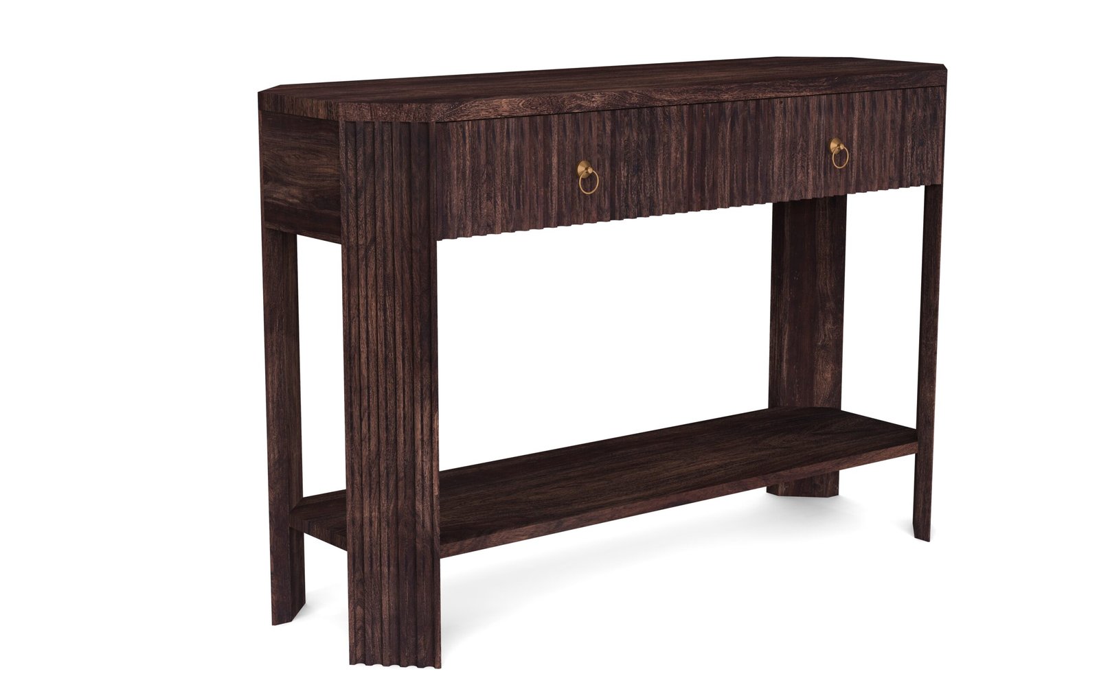 Fluted 2-Drawer Wooden Console Table with Shelf - Image 6