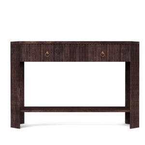 Fluted 2-Drawer Wooden Console Table with Shelf