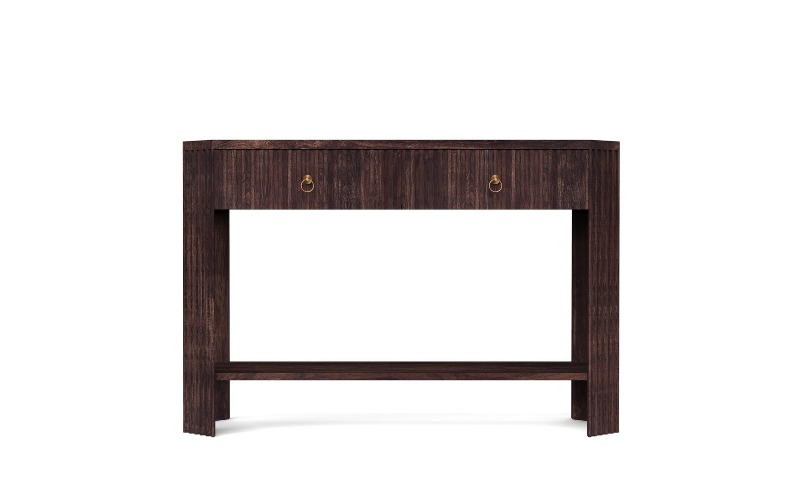 Fluted 2-Drawer Wooden Console Table with Shelf