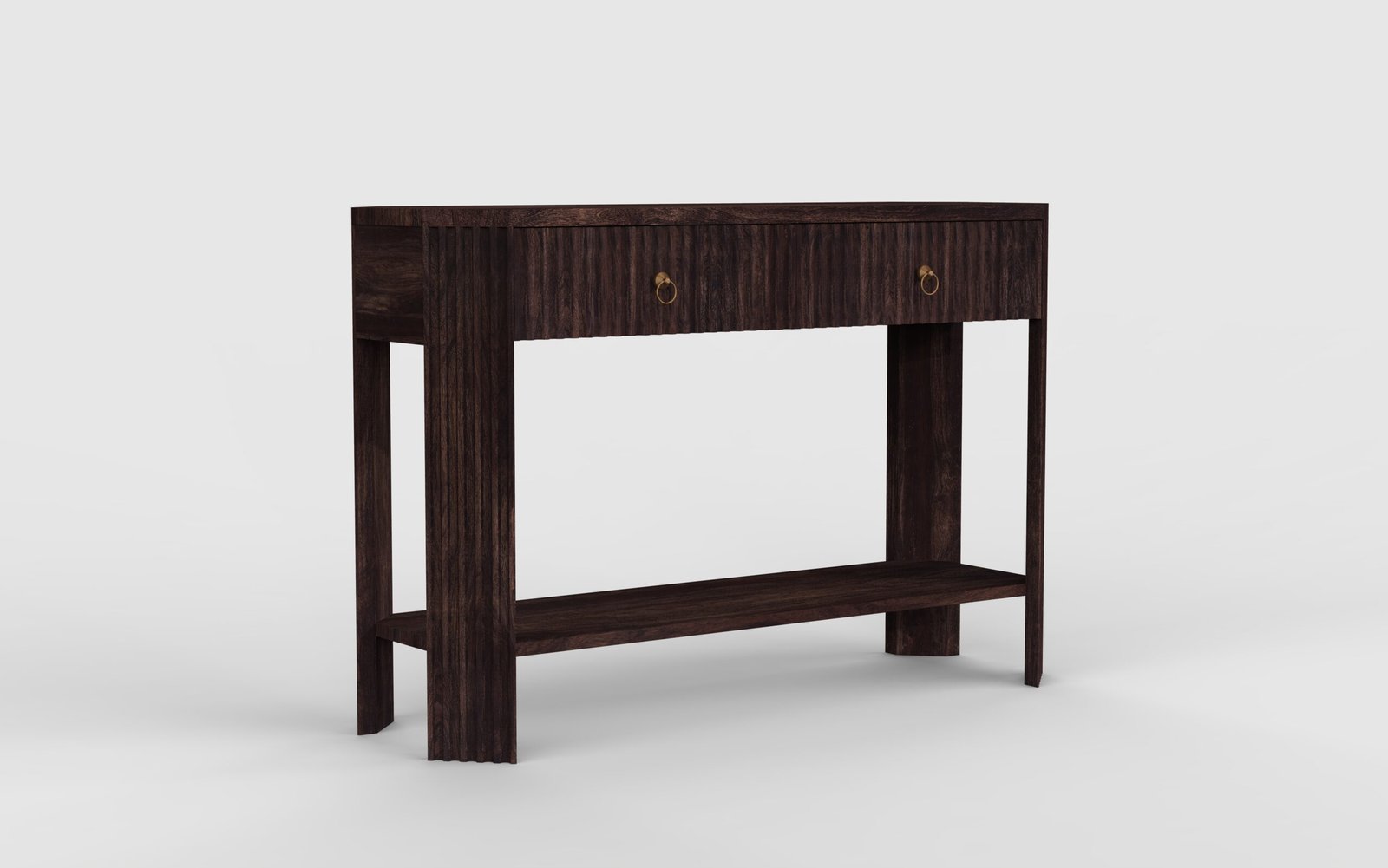 Fluted 2-Drawer Wooden Console Table with Shelf - Image 3
