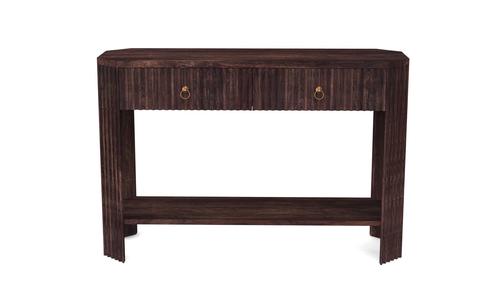 Fluted 2-Drawer Wooden Console Table with Shelf - Image 5