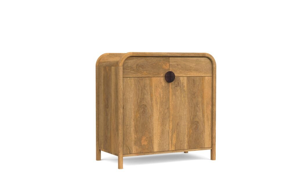 Modern Solid Wood 2-Door Sideboard Cabinet with Interior Shelf