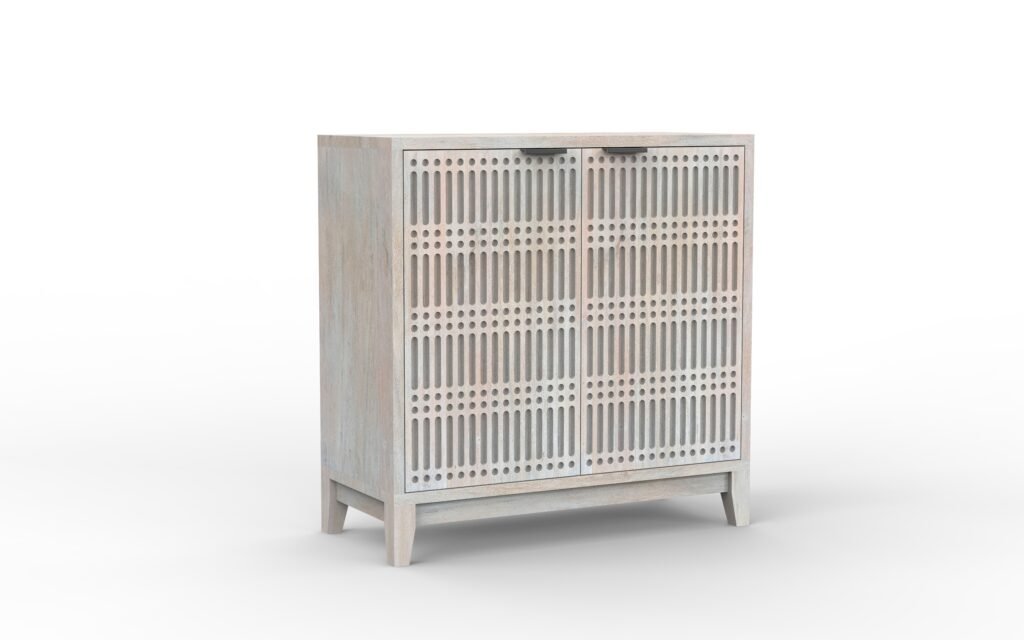 Modern Fluted 2-Door Solid Wood Sideboard Cabinet