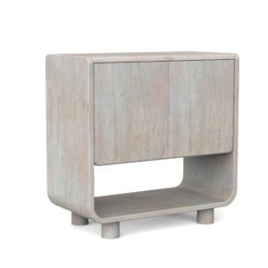 Modern Curved 2-Door Accent Cabinet with Open Shelf