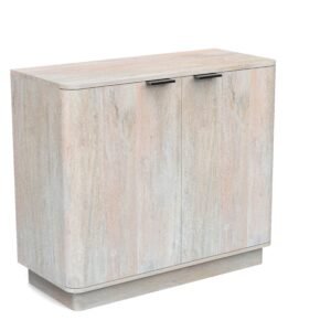 Modern Curved 2-Door Sideboard Cabinet with Whitewashed Finish