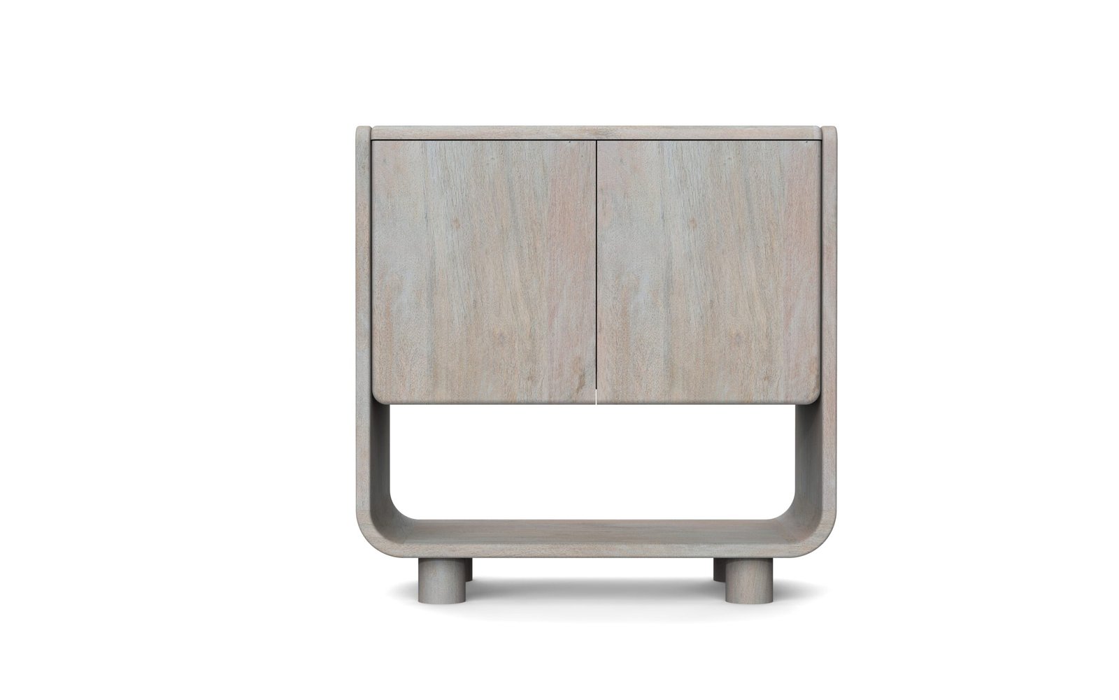 Modern Curved 2-Door Accent Cabinet with Open Shelf - Image 7