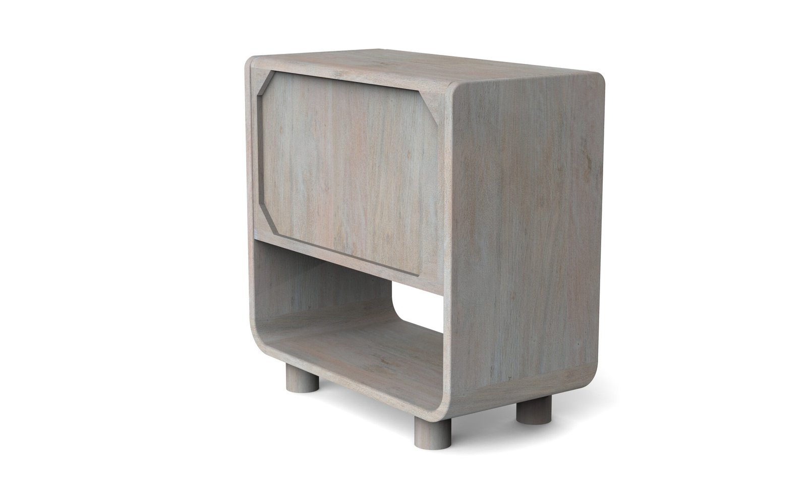 Modern Curved 2-Door Accent Cabinet with Open Shelf - Image 2