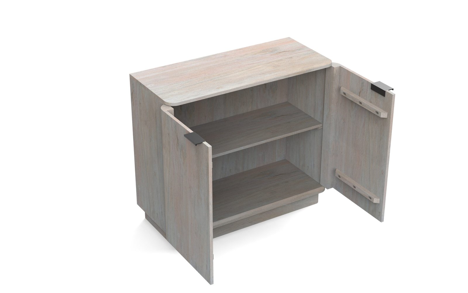 Modern Curved 2-Door Sideboard Cabinet with Whitewashed Finish - Image 7