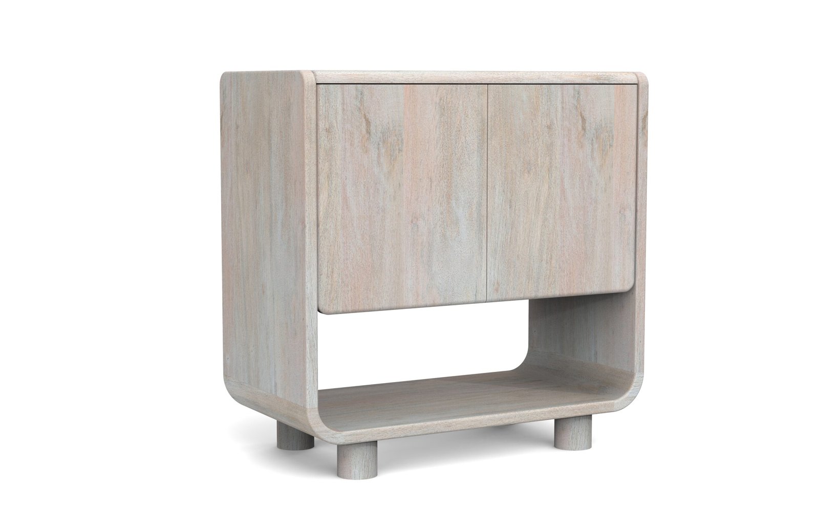 Modern Curved 2-Door Accent Cabinet with Open Shelf - Image 5