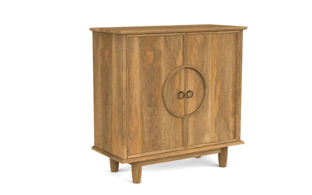 Modern Wooden 2-Door Sideboard Cabinet with Circular Accent