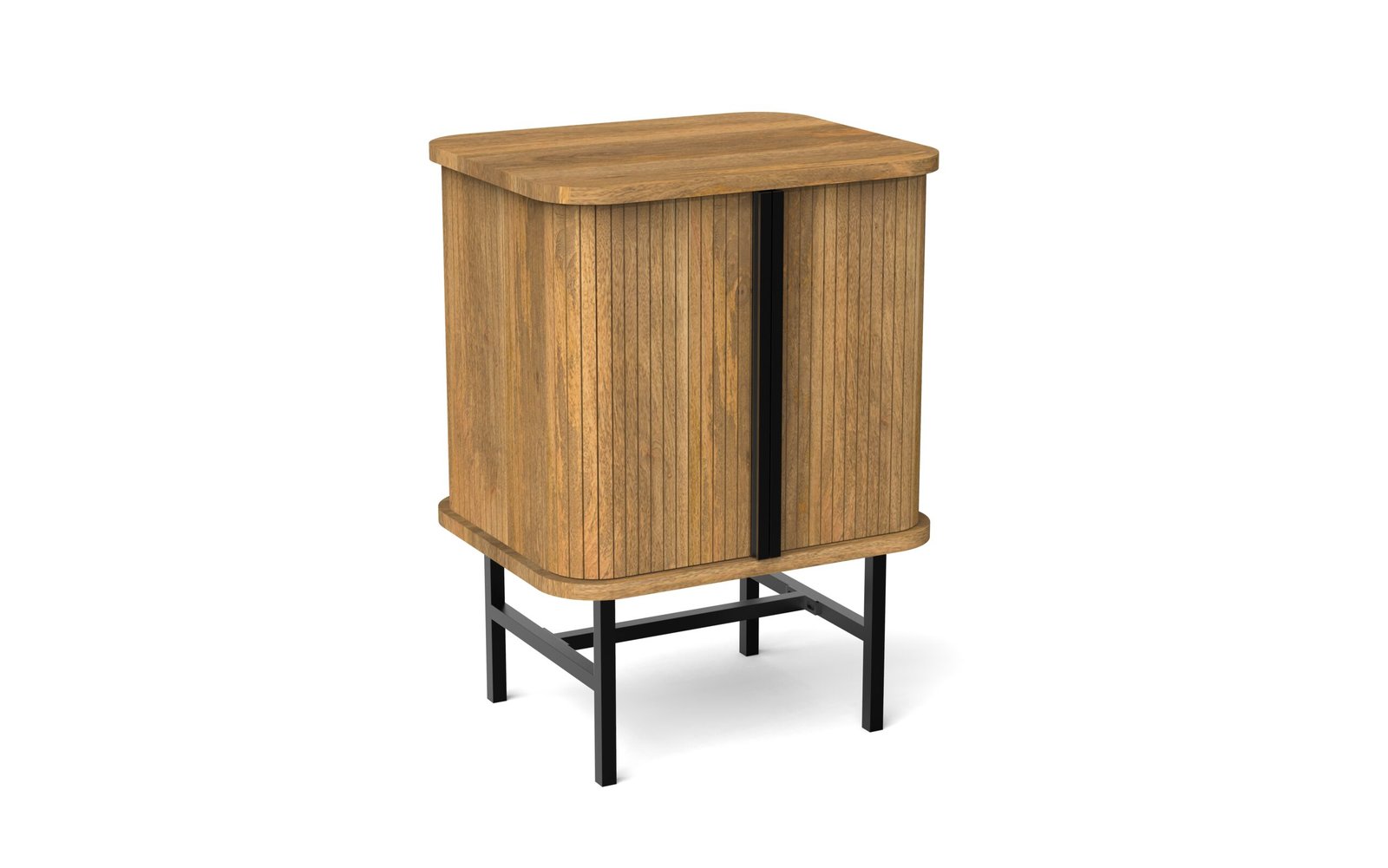 Modern Fluted 2-Door Accent Cabinet with Metal Base - Image 2