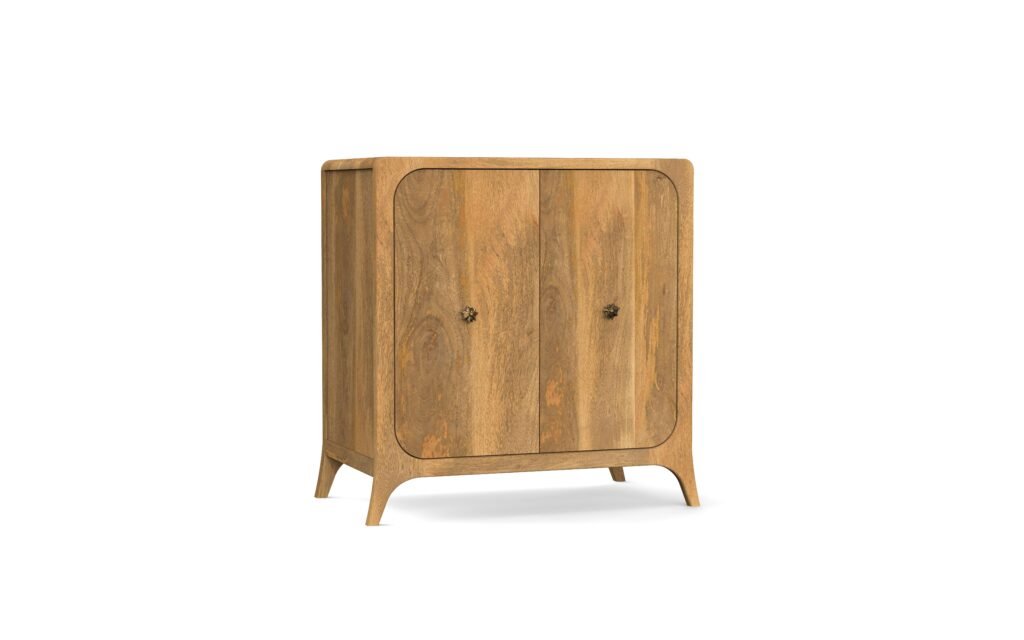 Modern Rounded Solid Wood 2-Door Sideboard Cabinet