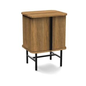 Modern Fluted 2-Door Accent Cabinet with Metal Base