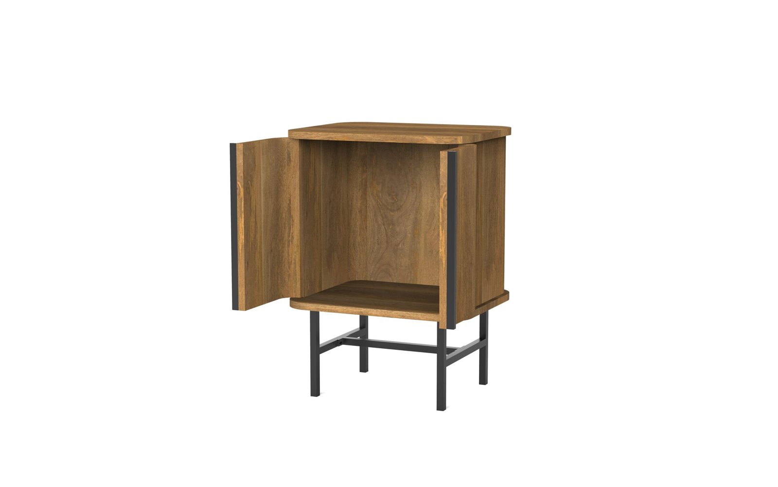 Modern Fluted 2-Door Accent Cabinet with Metal Base - Image 7