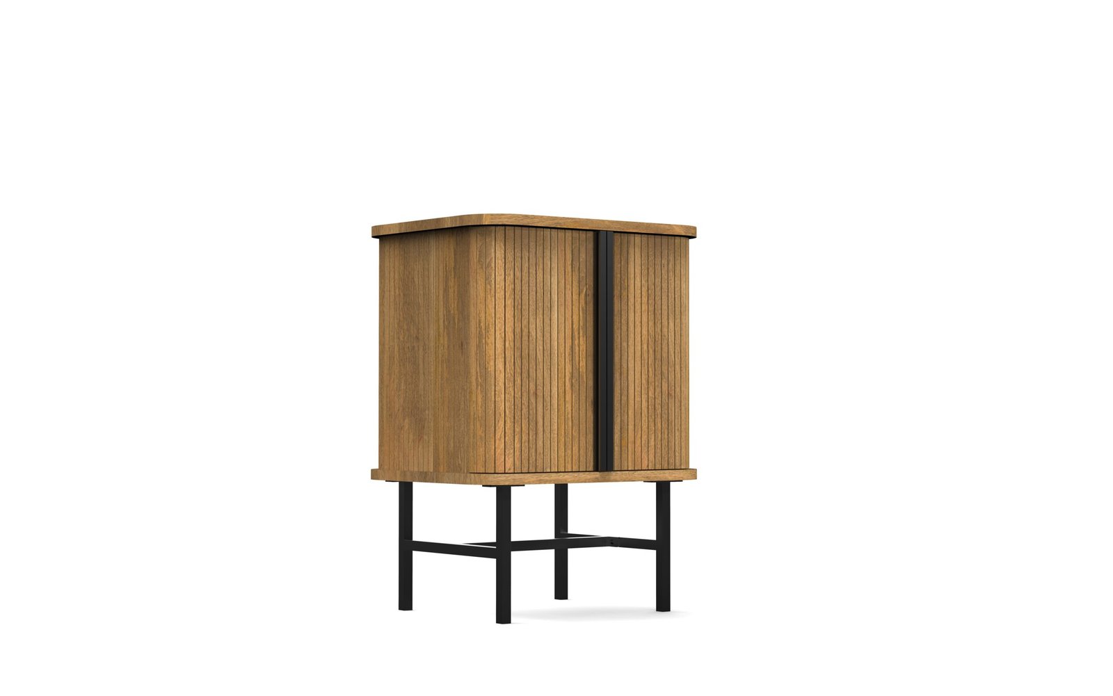Modern Fluted 2-Door Accent Cabinet with Metal Base - Image 8