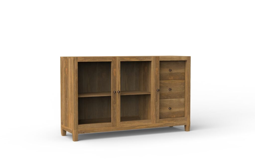 Solid Wood 3-Door 3-Drawer Sideboard Storage Cabinet