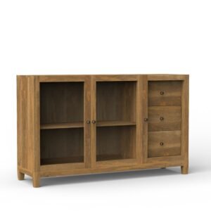 Solid Wood 3-Door 3-Drawer Sideboard Storage Cabinet