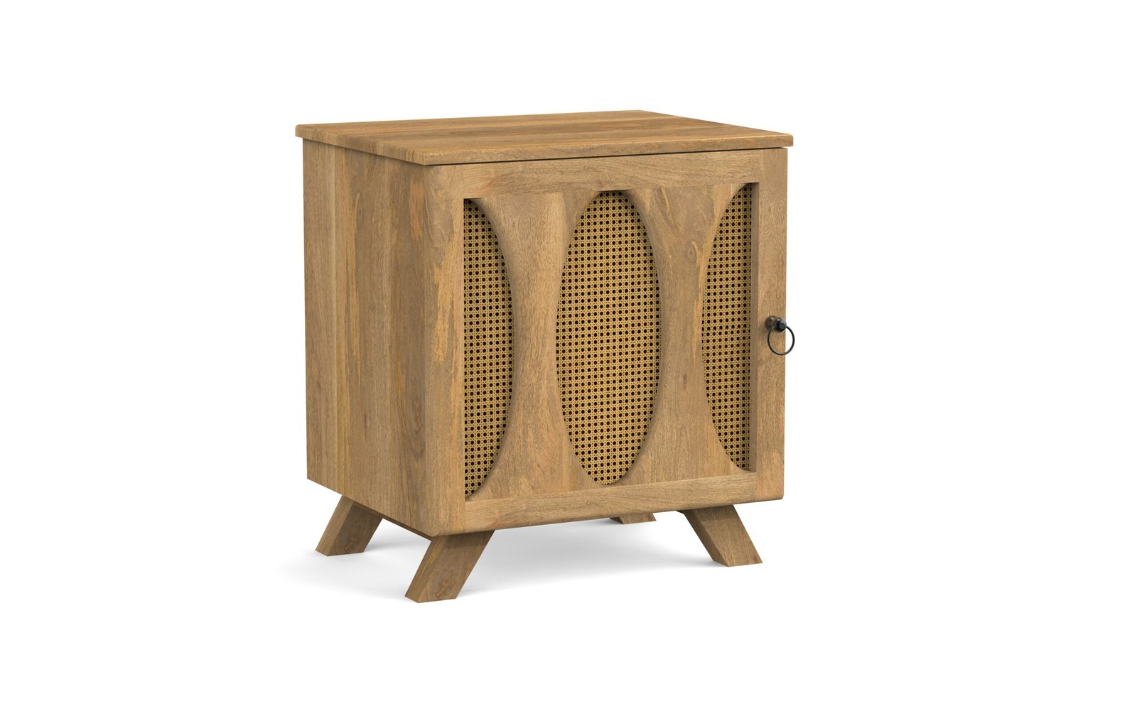Cane Accent Wooden Bedside Table