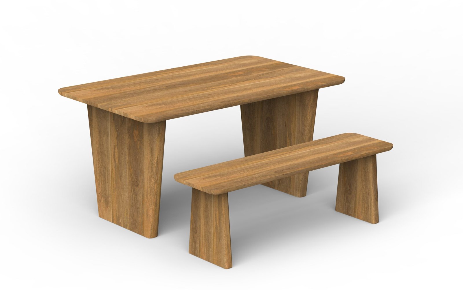 Modern Solid Wood Dining Table & Bench Set