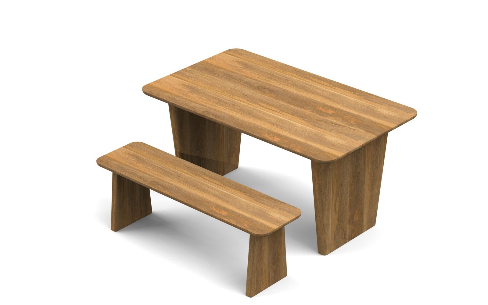 Modern Solid Wood Dining Table & Bench Set - Image 3