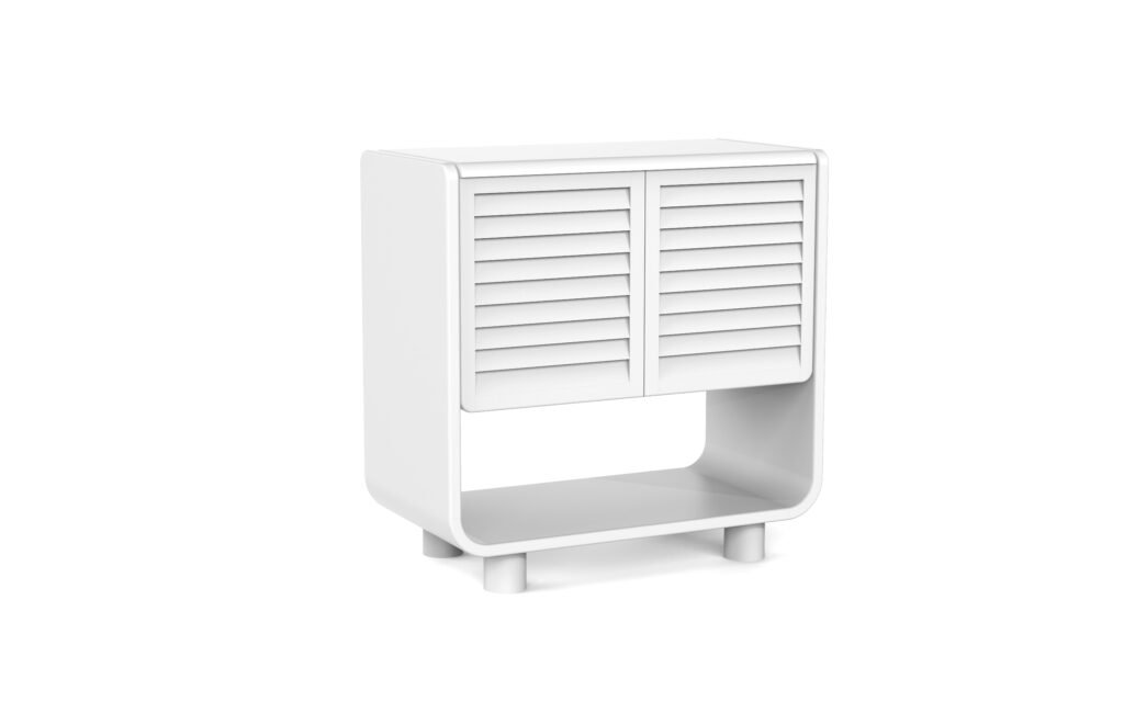 Modern White & Wood 2-Door Accent Sideboard Cabinet
