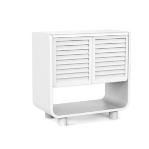 Modern White & Wood 2-Door Accent Sideboard Cabinet