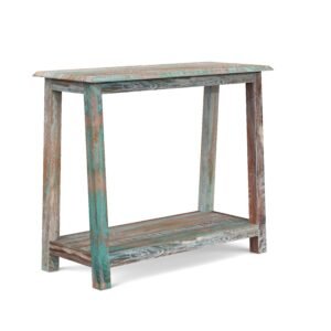 Rustic Coastal Solid Wood Console Table with Shelf