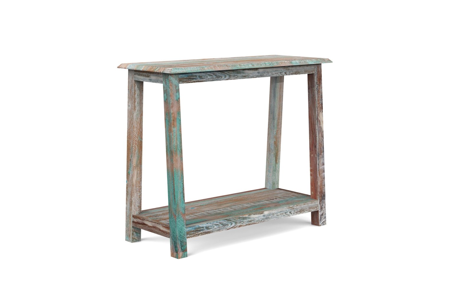 Rustic Coastal Solid Wood Console Table with Shelf