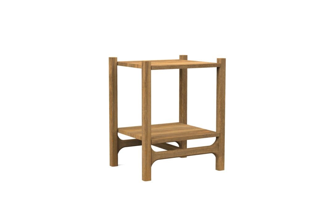 Modern Solid Wood 2-Tier Side Table