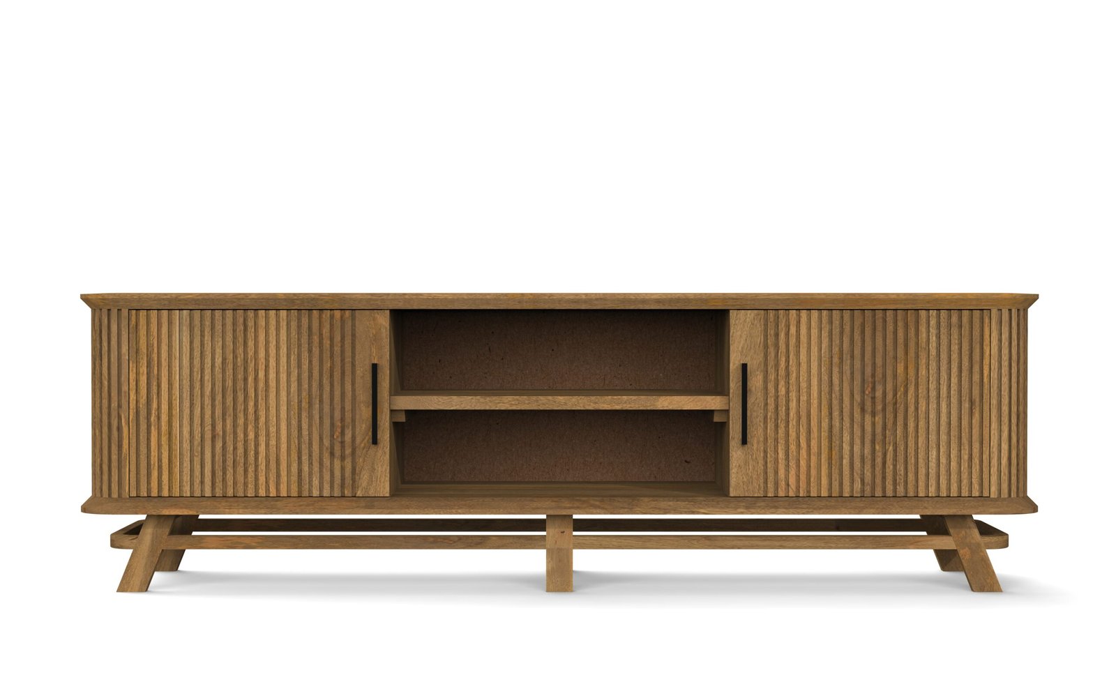 Modern Fluted Sliding Door TV Cabinet - Image 3
