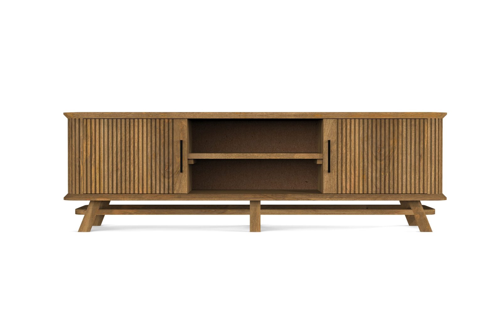 Modern Fluted Sliding Door TV Cabinet - Image 5